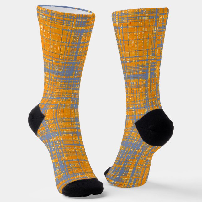 Calcetines Patrón moderno gris amarillo naranja (Angular)