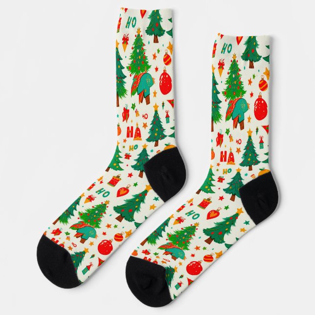 Calcetines Patrón Navideño Vibrante (Izquierda)