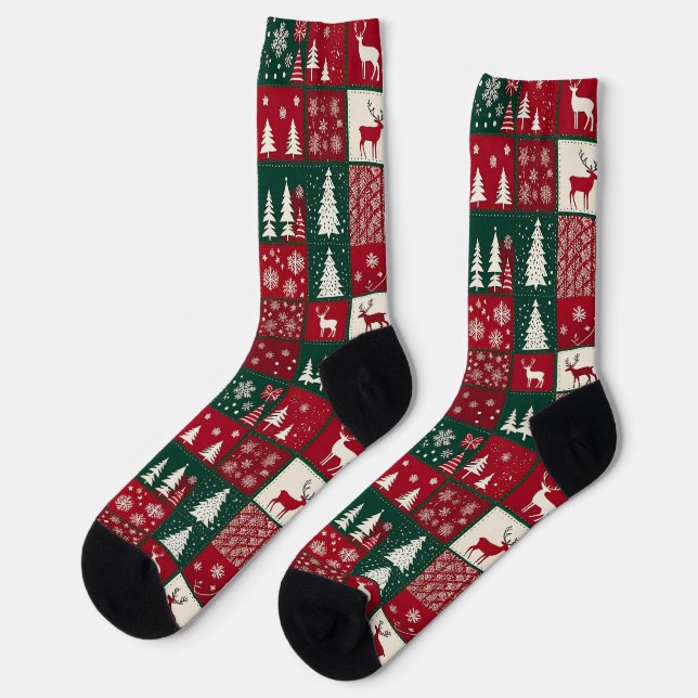Calcetines Patrón Navideño Vibrante (Izquierda)