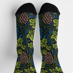 Calcetines Patrón negro de vid de uva sin costuras de William