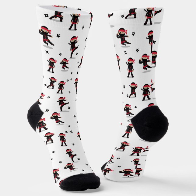 Calcetines Patrón negro y rojo tipo Ninja (Angular)