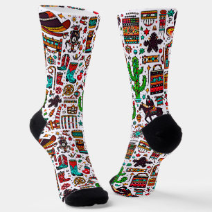 Calcetines Patrón Occidental Colorido de Navidad