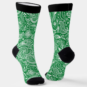 Calcetines Patrón paisajista floral blanco y verde