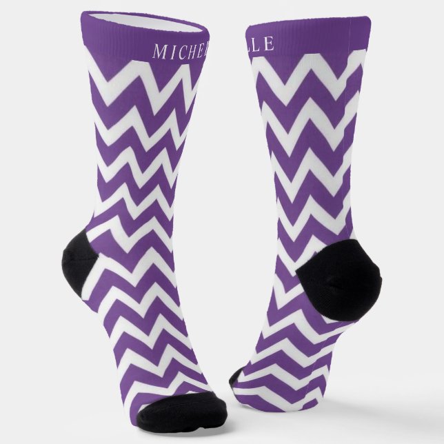 Calcetines Patrón personalizado Violeta Oscura Púrpura Chevro (Angular)