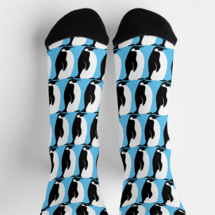 Calcetines Patrón pingüino blanco azul Minimalista