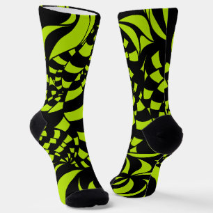 Calcetines Patrón Psicodélico Lime Green y Negro