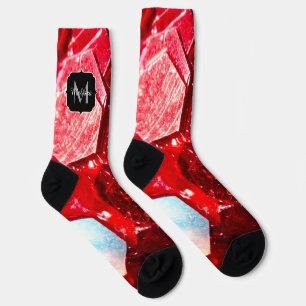 Calcetines Patrón purpurina brillante de mosaico abstracto ro