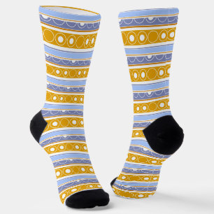 Calcetines Patrón rayado con círculos y anillos estilo retro