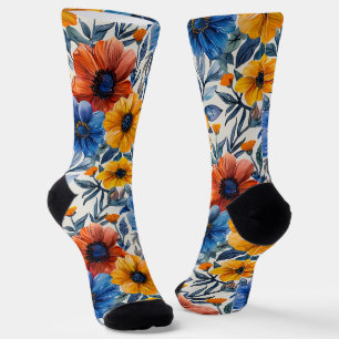 Calcetines Patrón retro de moda rústica floral