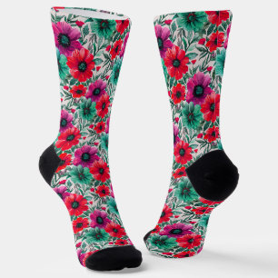 Calcetines Patrón retro de moda rústica floral