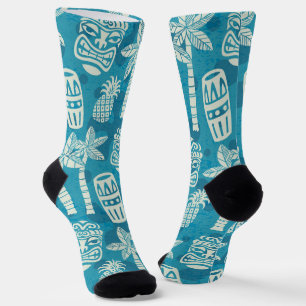 Calcetines Patrón retro de tiki moderno del siglo medio