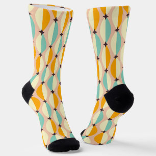 Calcetines Patrón retro simétrico con verde azulado entrelaza