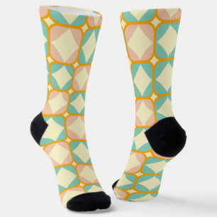 Calcetines Patrón retro sin fisuras con cuadrados redondeados