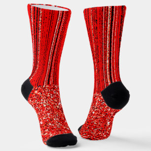 Calcetines Patrón rojo, blanco y negro