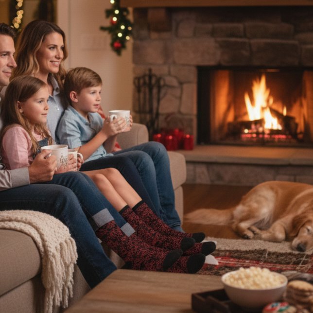 Calcetines Patrón rojo floral sobre negro (Subido por el creador)