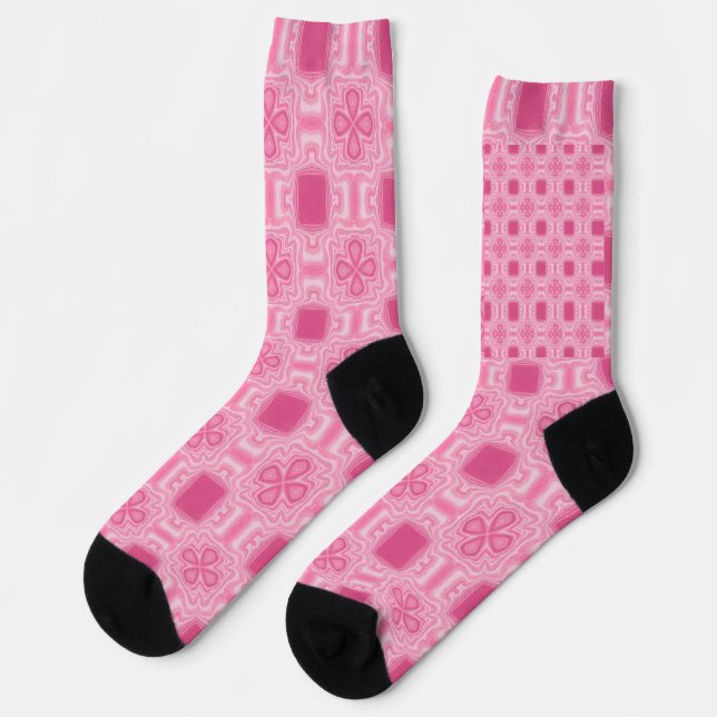Calcetines patrón rosado, diseño rosa, patrón giratorio, fluj (Izquierda)
