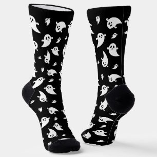 Calcetines Patrón Simple de Fantasmas Blancos Halloween Lindo