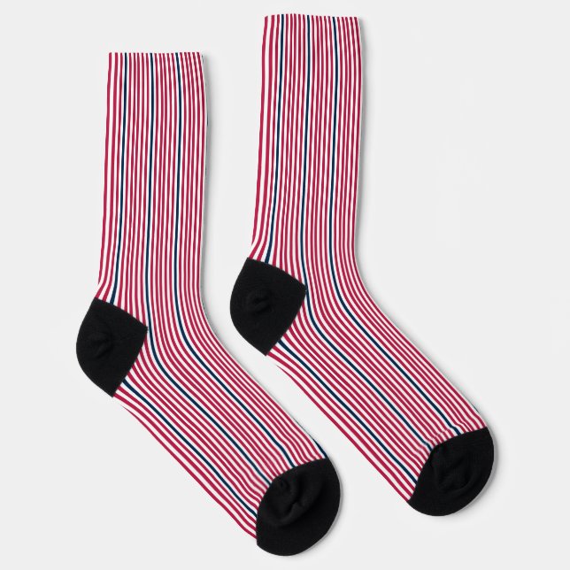 Calcetines Patrón simple de franjas verticales rojas y azules (Derecha)