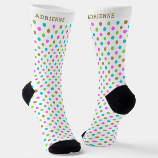 Calcetines Patrón Simple de Lunares Personalizado Blanco