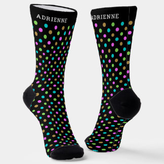 Calcetines Patrón Simple de Lunares Personalizado Negro