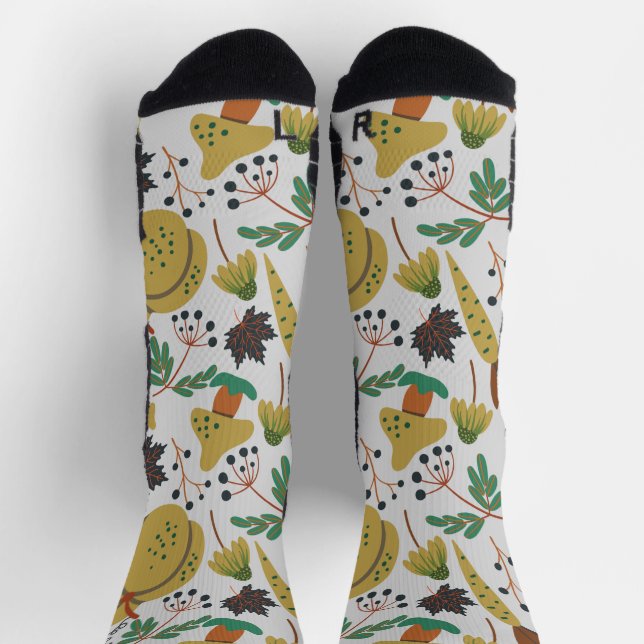 Calcetines Patrón sin foco de calabazas tropicales y zanahori (Arriba)