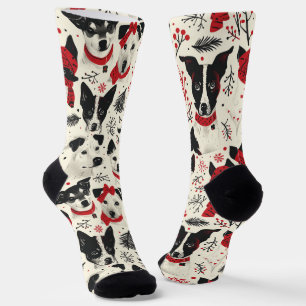 Calcetines Patrón sin problemas de perros Navidades pequeños