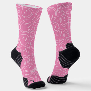 Calcetines Patrón sonriente Guay Face Melding Smile Pink
