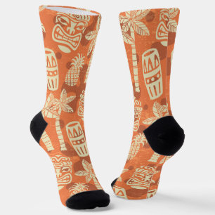 Calcetines Patrón Tiki Moderno de la Mitad del Siglo Retro