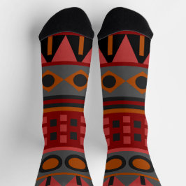Calcetines Patrón Tribal Divertido Rosa Naranja y Azul