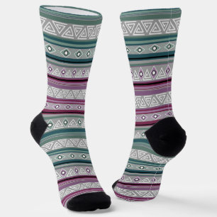 Calcetines patrón tribal étnico geométrico de indio americano
