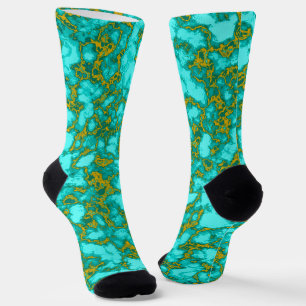 Calcetines Patrón turquesa y dorado