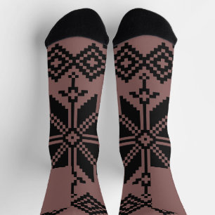 Calcetines Patrón ucraniano marrón y negro