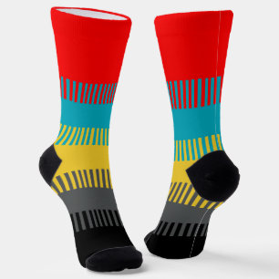 Calcetines Patrón único de Moda gris blanco amarillo rojo azu