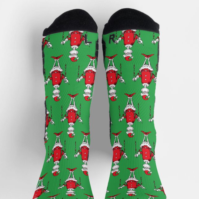Calcetines Patrón verde de los Navidades Grinch de época (Arriba)