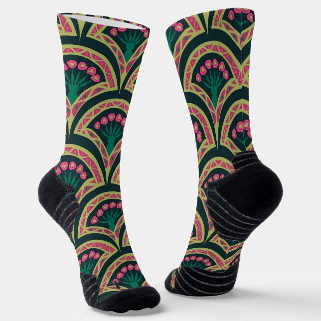 Calcetines patrón verde en forma de concha (Angular)