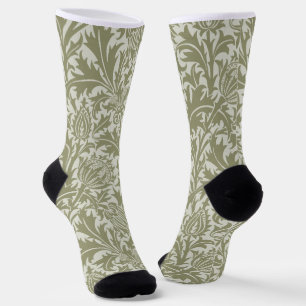 Calcetines Patrón verde William Morris Thistle Sage