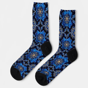 Calcetines Patrón Vibrante Multicolor Azul