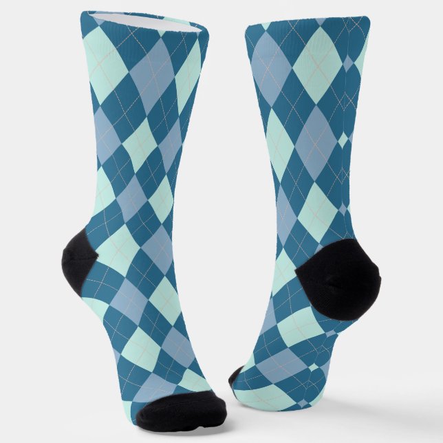 Calcetines Patrón Vintage Argyle Azul (Angular)