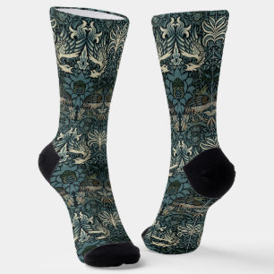 Calcetines Patrón vintage de pavo real y dragón de William Mo