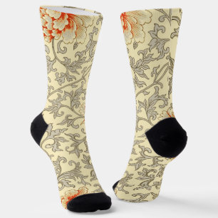 Calcetines Patrón Vintage Owen Jones: Coral Floral Gris