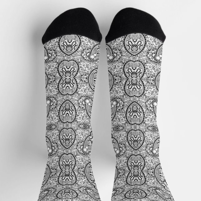 Calcetines Patrones blancos negros lindos (Arriba)