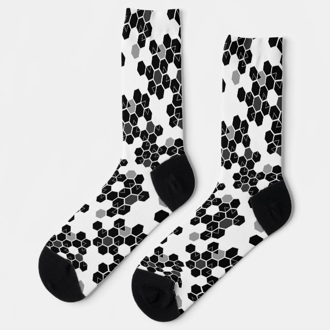 Calcetines Patrones de datos hexadecimales blancos y negros l (Izquierda)