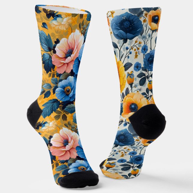 Calcetines Patrones de flor de bonito no coincidentes (Angular)