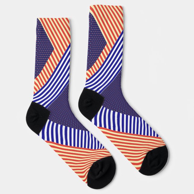 Calcetines Patrones de franjas azules rojas (Derecha)