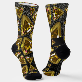 Calcetines patrones de gemas amarillos