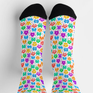 Calcetines Patrones de monstruos pixelados coloridos lindos