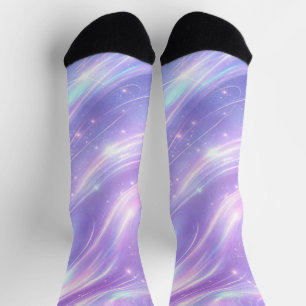 Calcetines Patrones holográficos violeta arte de IA