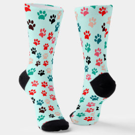 Calcetines Paws Dog Lover Cat Lover Mamá Mascota Pastel Azul