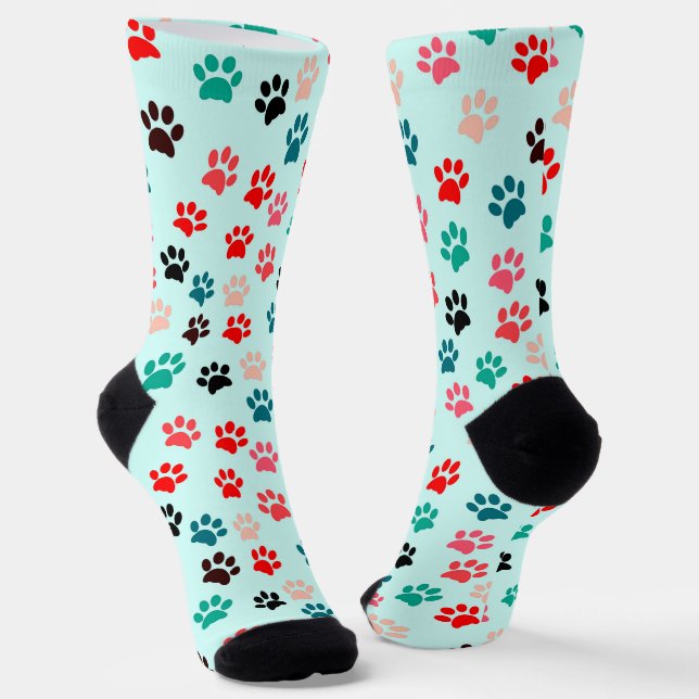 Calcetines Paws Dog Lover Cat Lover Mamá Mascota Pastel Azul (Angular)