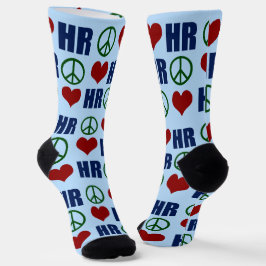 Calcetines Peace Love HR Cute Recursos Humanos Azul